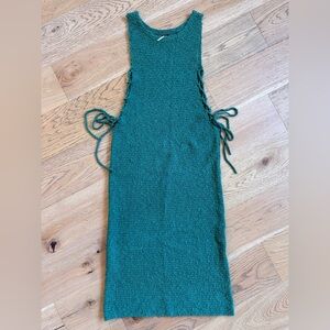 Sz S Free People Teal Green Tie Side Knit Maxi Dress
